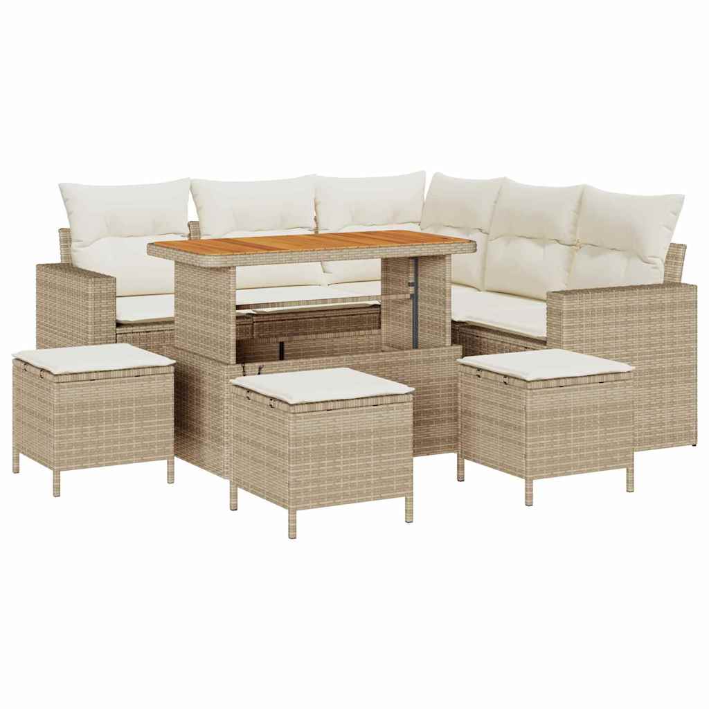 Set Divano da Giardino 9 pcs Beige polyrattan - homemem39