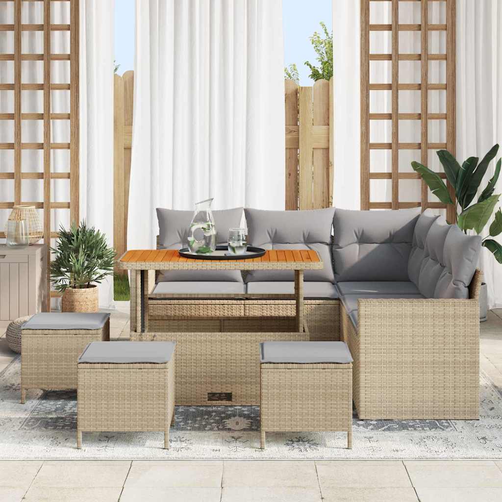 Set Divano da Giardino 9 pcs Beige polyrattan - homemem39