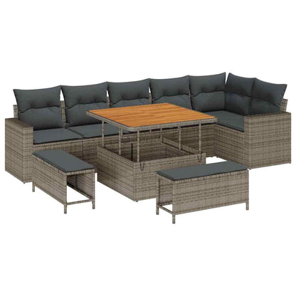 Set Divano da Giardino 9 pcs Grigio polyrattan - homemem39