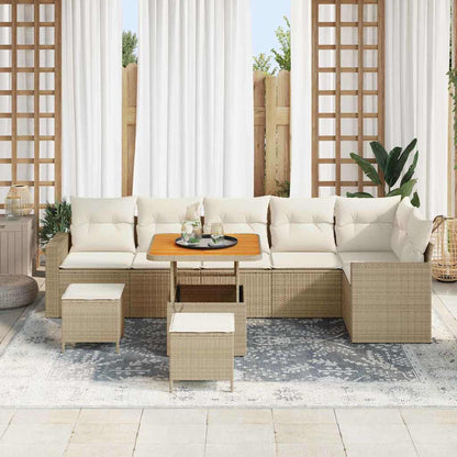 Set Divano da Giardino 9 pcs Beige polyrattan - homemem39