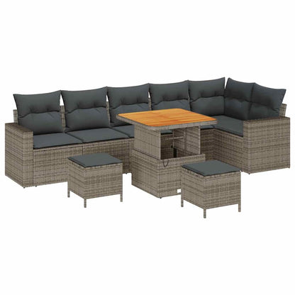 Set Divano da Giardino 9 pcs Grigio polyrattan | homemem39