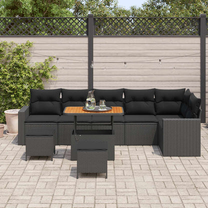 Set Divano da Giardino 9 pcs Nero polyrattan | homemem39