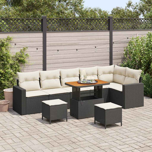 Set Divano da Giardino 9 pcs Nero polyrattan - homemem39