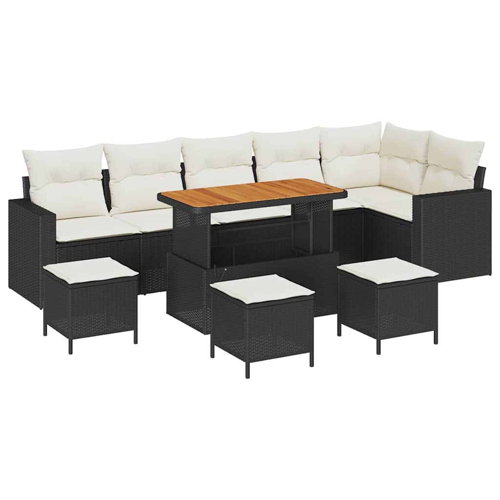 Set Divano da Giardino 10 pcs Nero polyrattan - homemem39