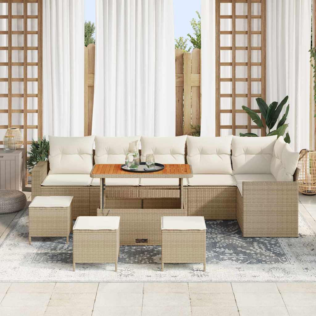 Set Divano da Giardino 10 pcs Beige polyrattan | homemem39