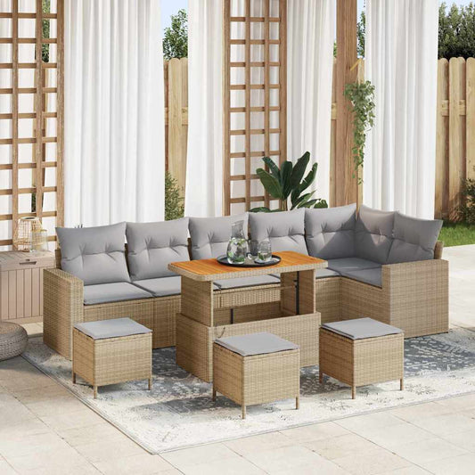 Set Divano da Giardino 10 pcs Beige polyrattan - homemem39