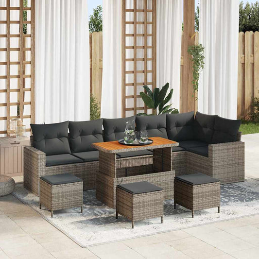 Set Divano da Giardino 10 pcs Grigio polyrattan - homemem39