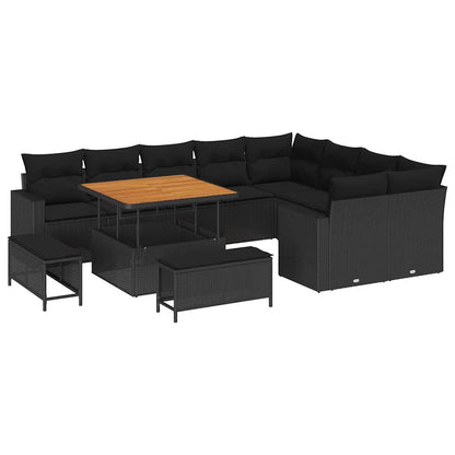 Set Divano da Giardino 12 pcs Nero polyrattan