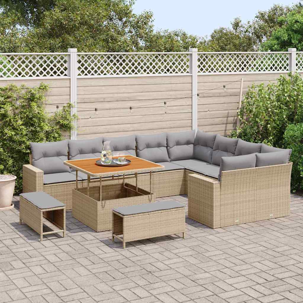 Set Divano da Giardino 12 pcs Beige polyrattan | homemem39