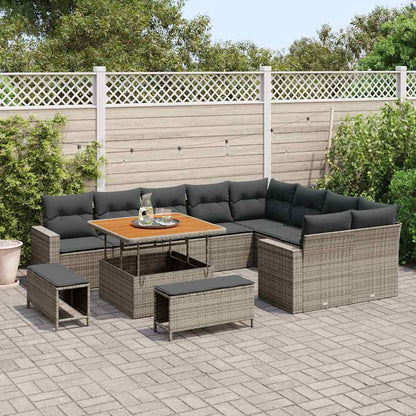 Set Divano da Giardino 12 pcs Grigio polyrattan - homemem39