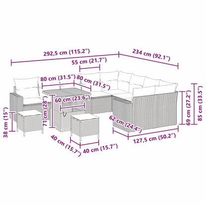 Set Divano da Giardino 12 pcs Nero polyrattan | homemem39