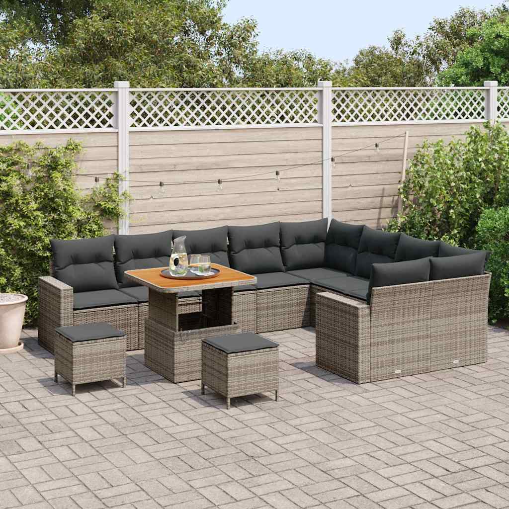 Set Divano da Giardino 12 pcs Grigio polyrattan | homemem39