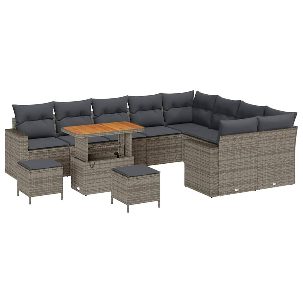 Set Divano da Giardino 12 pcs Grigio polyrattan - homemem39