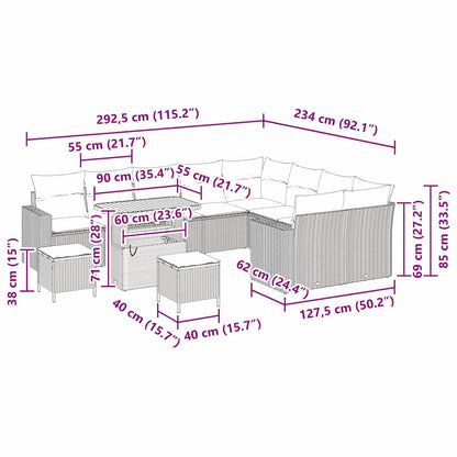 Set Divano da Giardino 12 pcs Grigio polyrattan - homemem39
