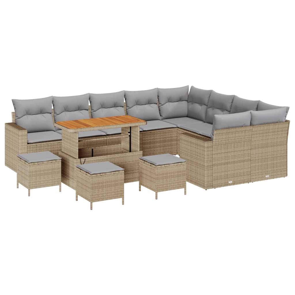 Set Divano da Giardino 13 pz Beige polyrattan