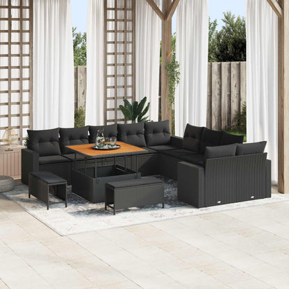 Set Divano da Giardino 13 pcs Nero polyrattan | homemem39