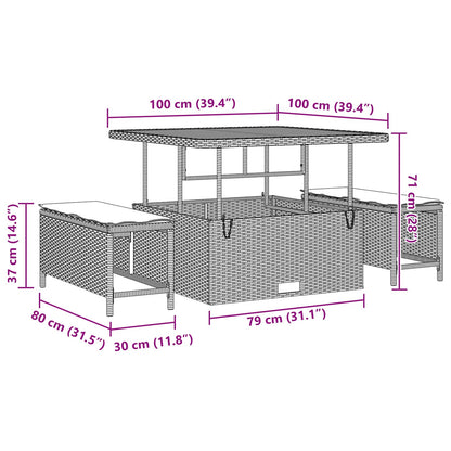 Set Divano da Giardino con cuscino 13 pcs Nero polyrattan