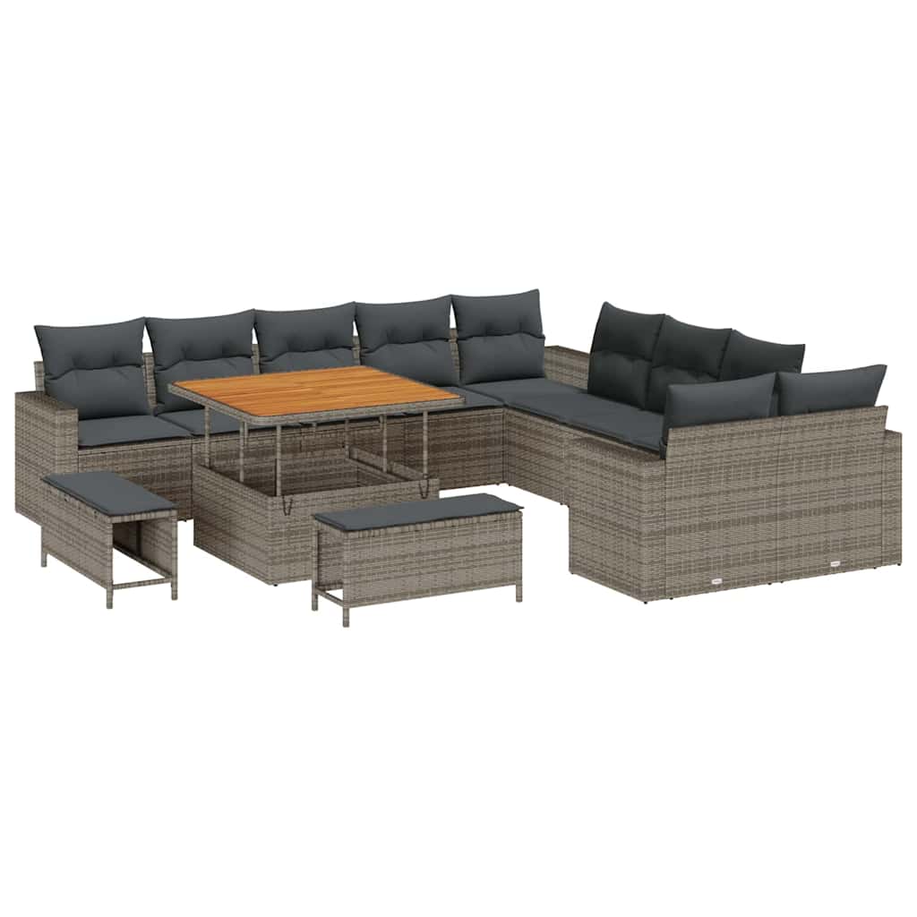 Set Divano da Giardino 13 pcs Grigio polyrattan - homemem39