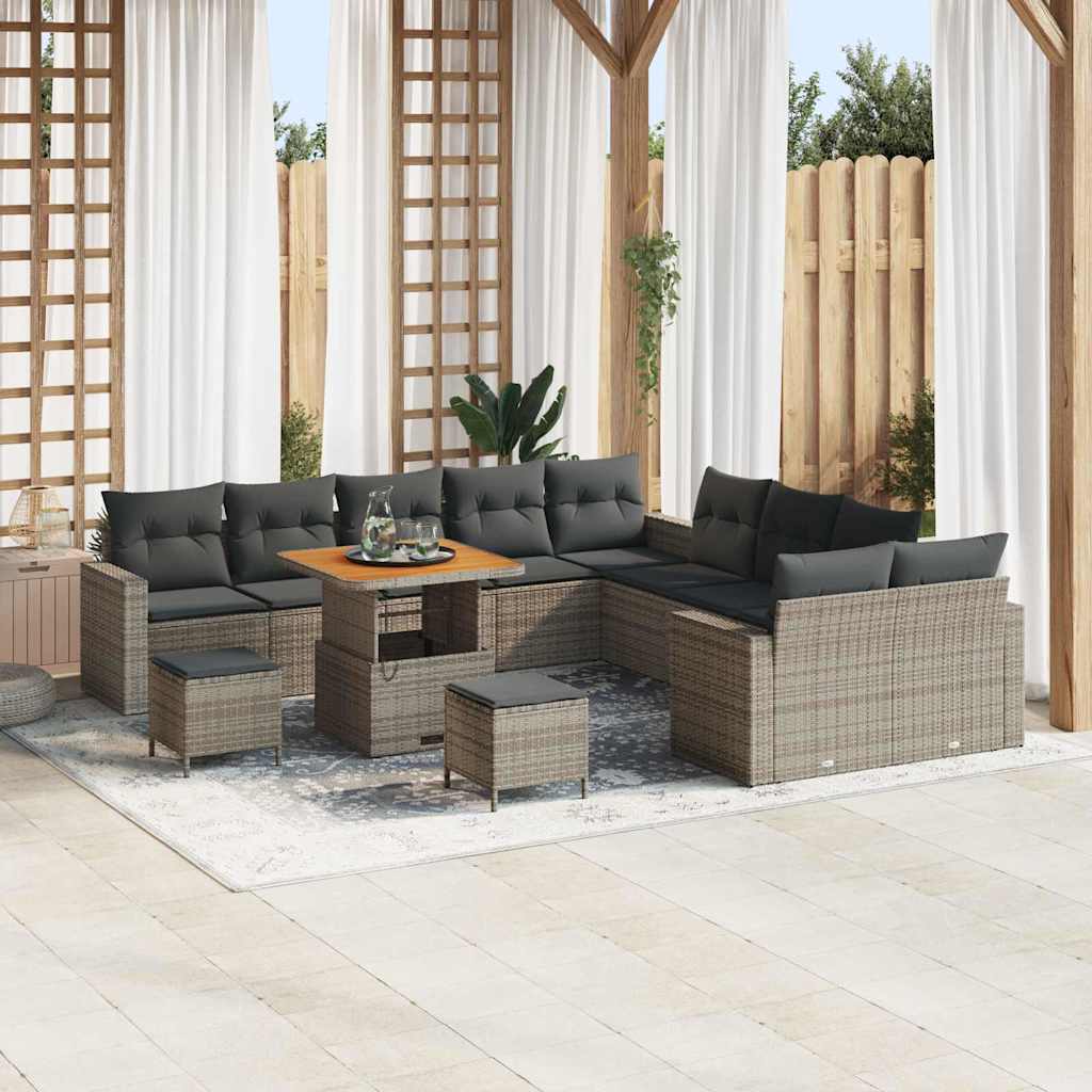 Set Divano da Giardino 13 pcs Grigio polyrattan | homemem39