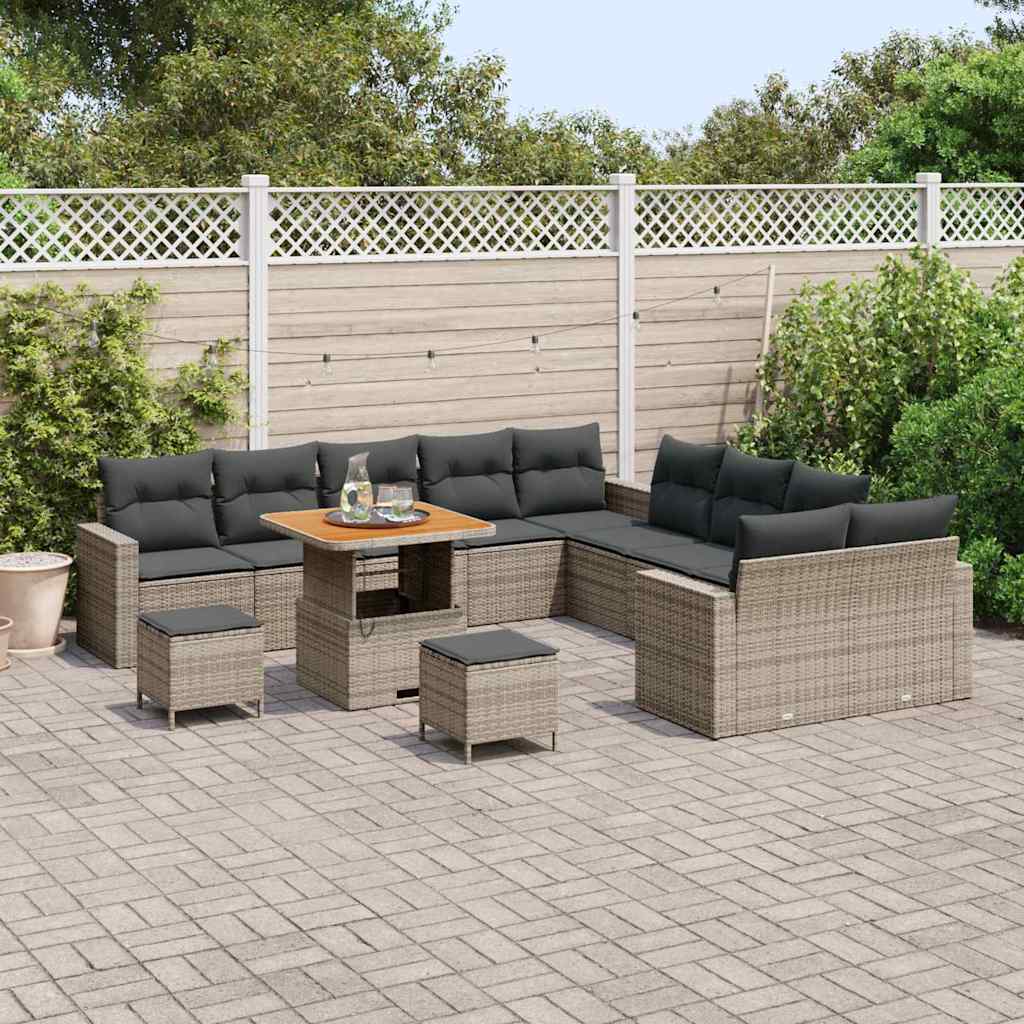 Set Divano da Giardino 13 pcs Grigio polyrattan | homemem39