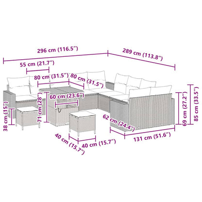 Set Divano da Giardino 13 pcs Grigio polyrattan | homemem39