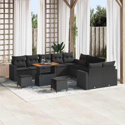 Set Divano da Giardino 13 pcs Nero polyrattan