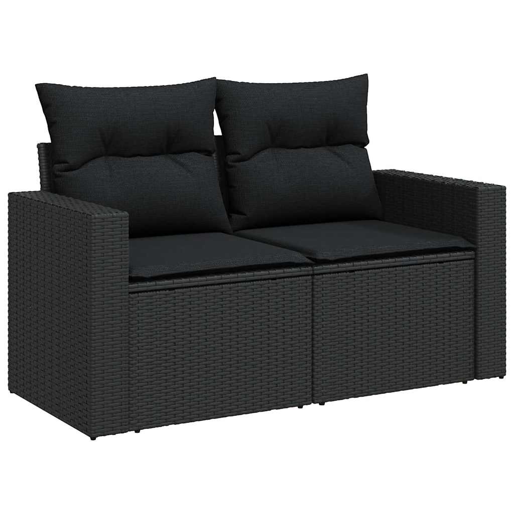 Set Divano da Giardino con cuscino 13 pcs Nero polyrattan