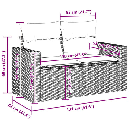 Set Divano da Giardino con cuscino 13 pcs Nero polyrattan