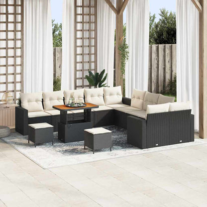 Set Divano da Giardino 13 pcs Nero polyrattan - homemem39