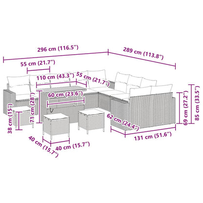 Set Divano da Giardino 14 pcs Beige polyrattan - homemem39