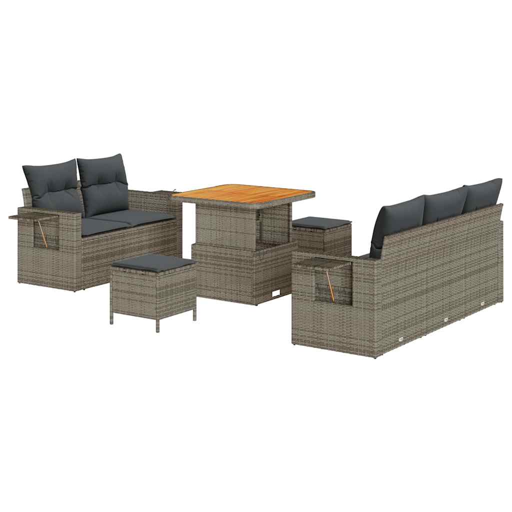 Set Divano da Giardino con cuscino 8 pcs Grigio polyrattan | homemem39