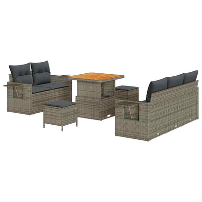 Set Divano da Giardino con cuscino 8 pcs Grigio polyrattan | homemem39
