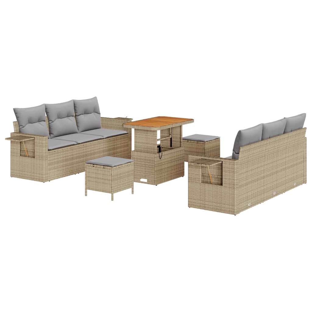 Set Divano da Giardino 9 pcs Beige polyrattan - homemem39