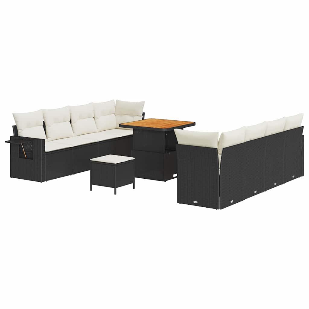 Set Divano da Giardino 11 pcs Nero Poly Rattan | homemem39