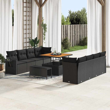 Set Divano da Giardino 11 pcs Nero Poly Rattan - homemem39
