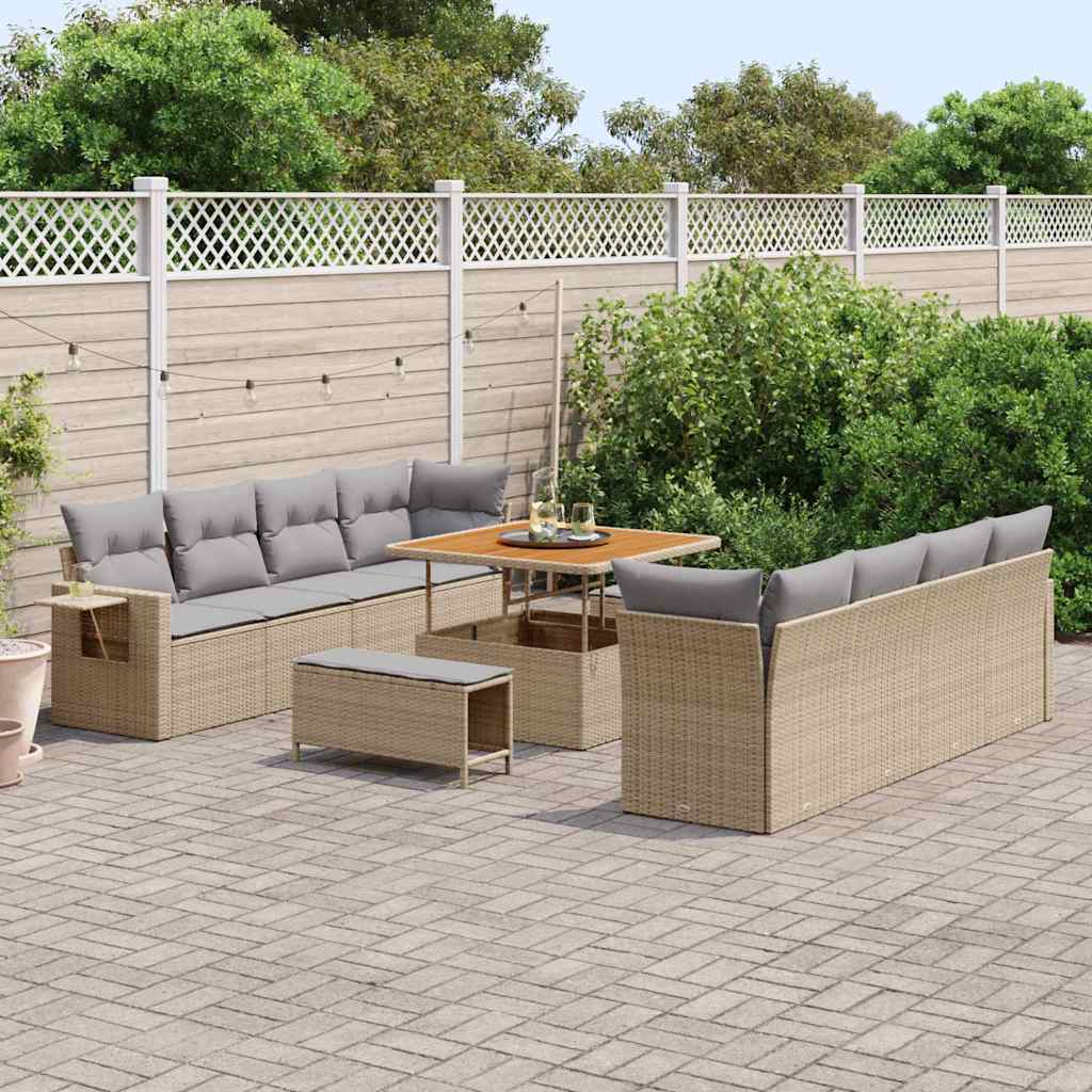 Set Divano da Giardino 11 pcs Beige Poly Rattan - homemem39