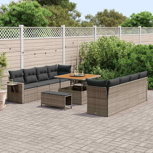Set Divano da Giardino 11 pcs Grigio Poly Rattan - homemem39