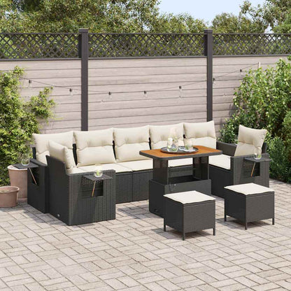 Set Divano da Giardino 10 pcs Nero polyrattan - homemem39