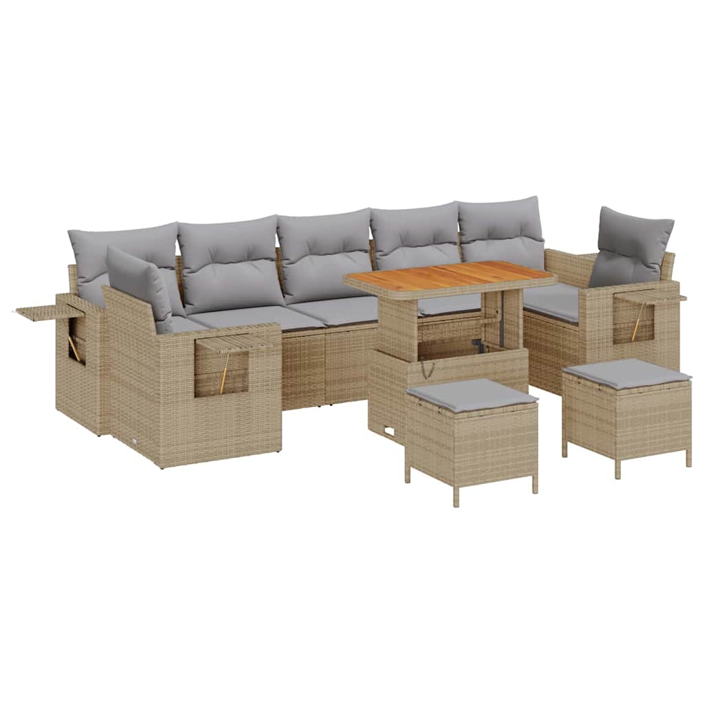 Set Divano da Giardino 10 pcs Beige polyrattan - homemem39