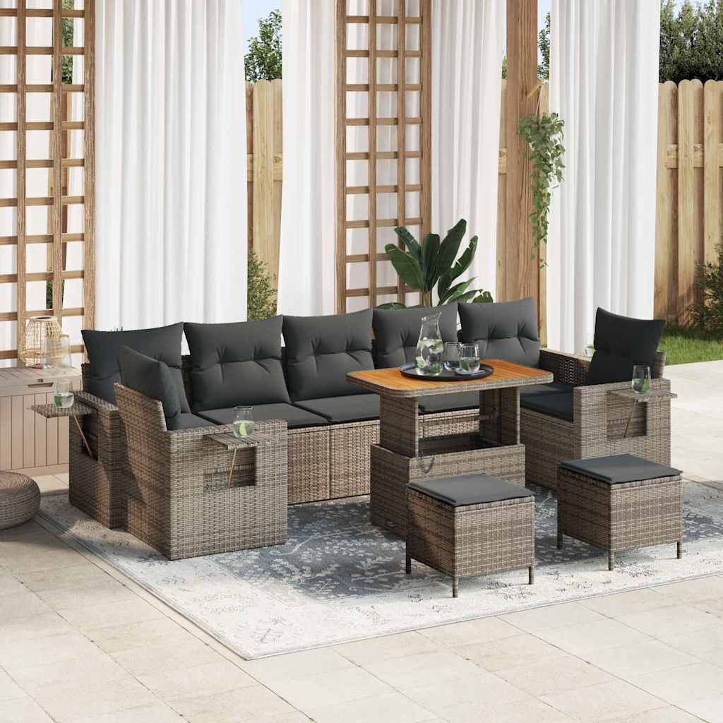Set Divano da Giardino 10 pcs Grigio polyrattan - homemem39