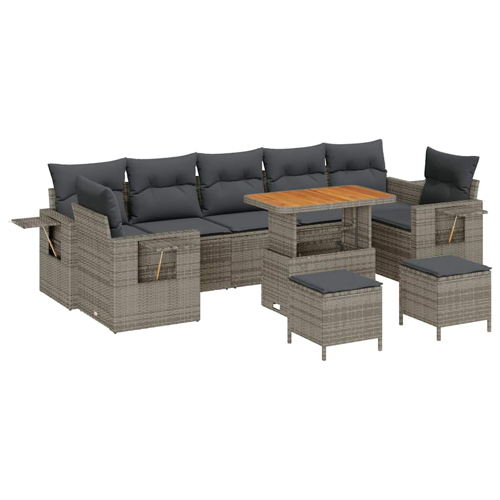 Set Divano da Giardino 10 pcs Grigio polyrattan - homemem39