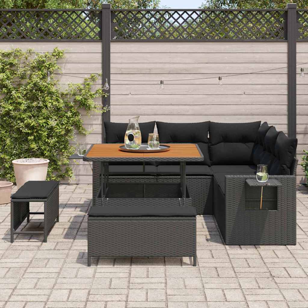 Set Divano da Giardino 8 pcs Nero polyrattan - homemem39