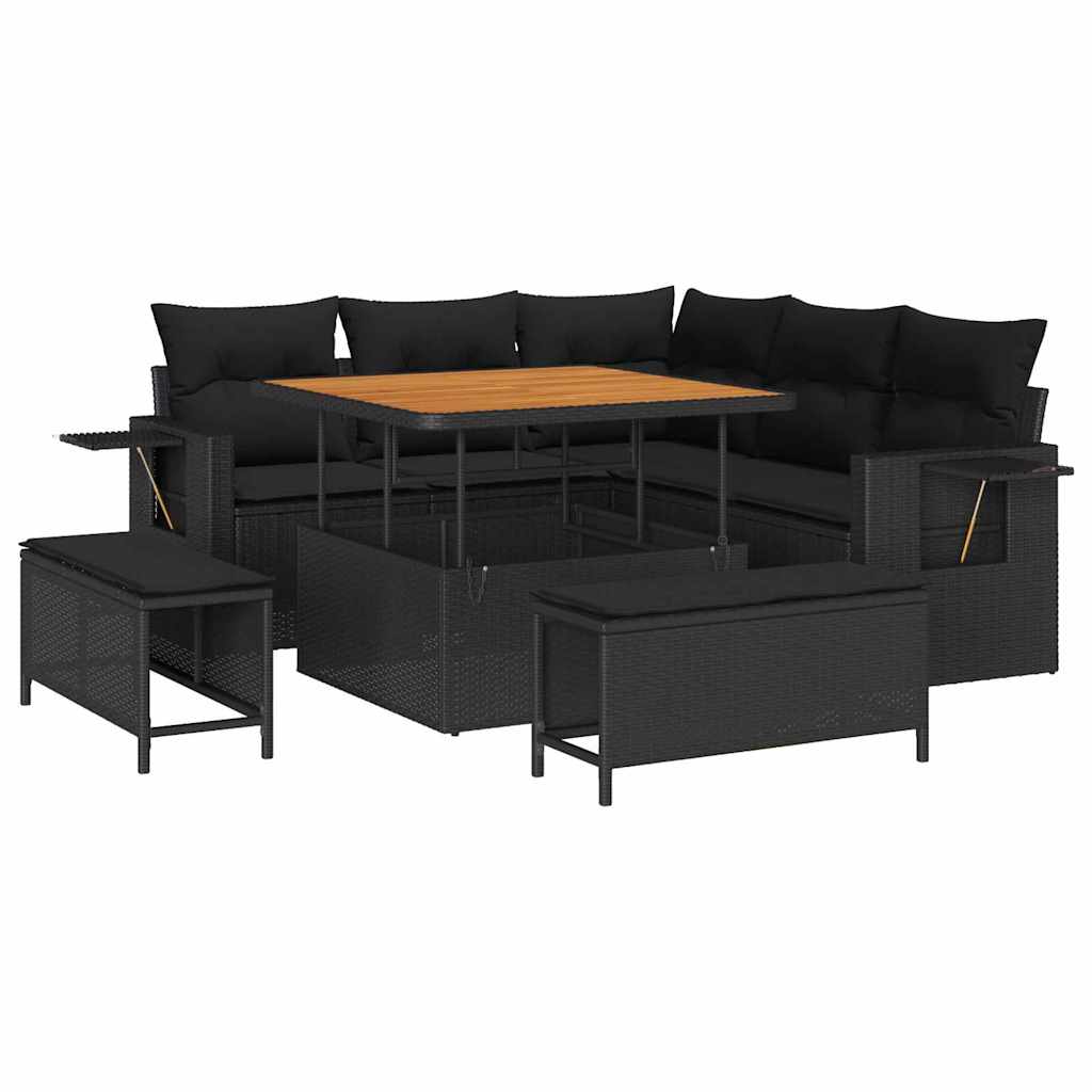 Set Divano da Giardino 8 pcs Nero polyrattan - homemem39