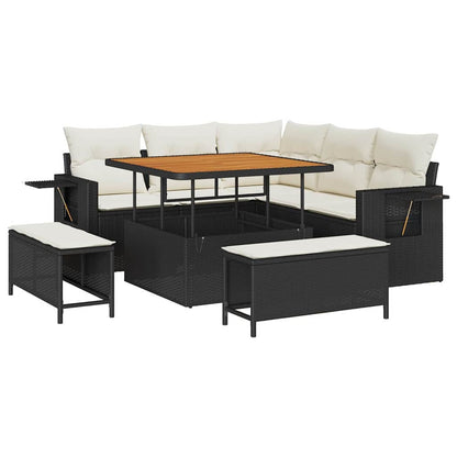 Set Divano da Giardino 8 pcs Nero polyrattan - homemem39