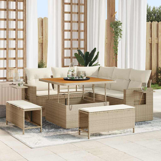 Set Divano da Giardino 8 pcs Beige polyrattan - homemem39