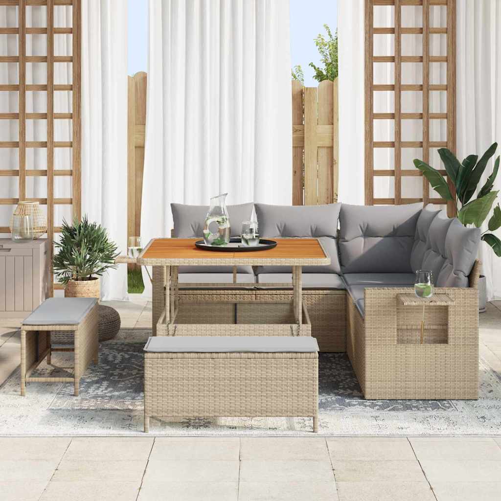 Set Divano da Giardino 8 pcs Beige polyrattan - homemem39