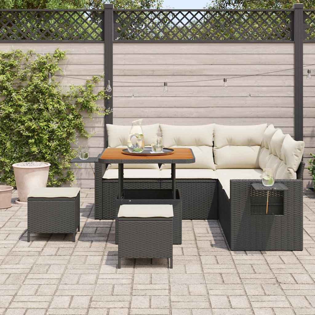 Set Divano da Giardino 8 pcs Nero polyrattan - homemem39