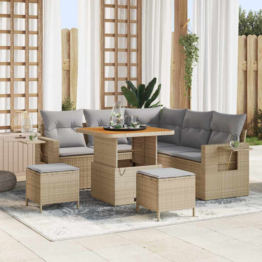 Set Divano da Giardino 8 pcs Beige polyrattan - homemem39