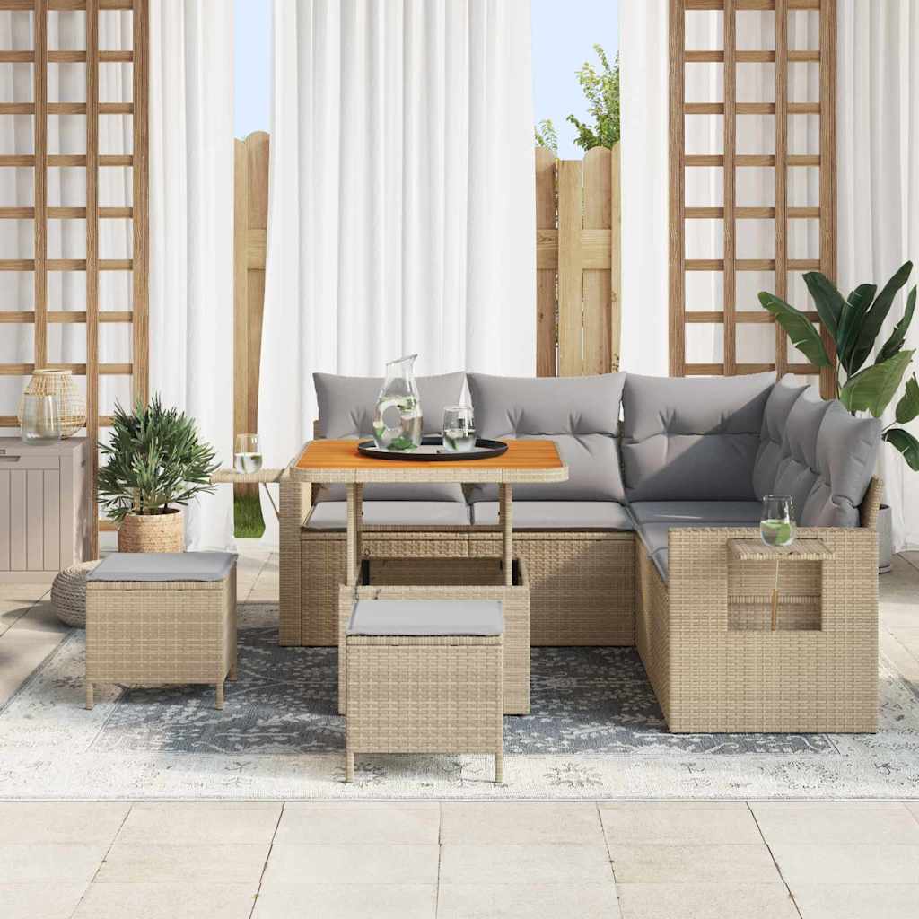 Set Divano da Giardino 8 pcs Beige polyrattan - homemem39