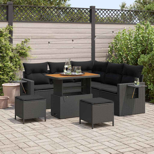 Set Divano da Giardino 8 pcs Nero polyrattan - homemem39